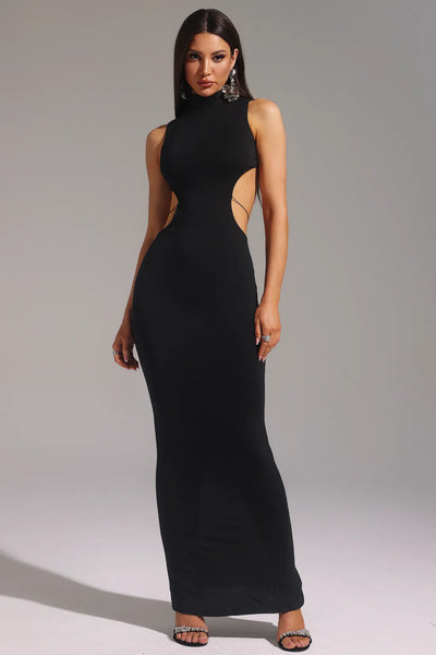 Shera Choker Kolsuz Sırtı Açık Bağcıklı Uzun Elbise