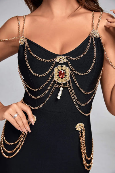 Metal Süslemeli Mini Elbise