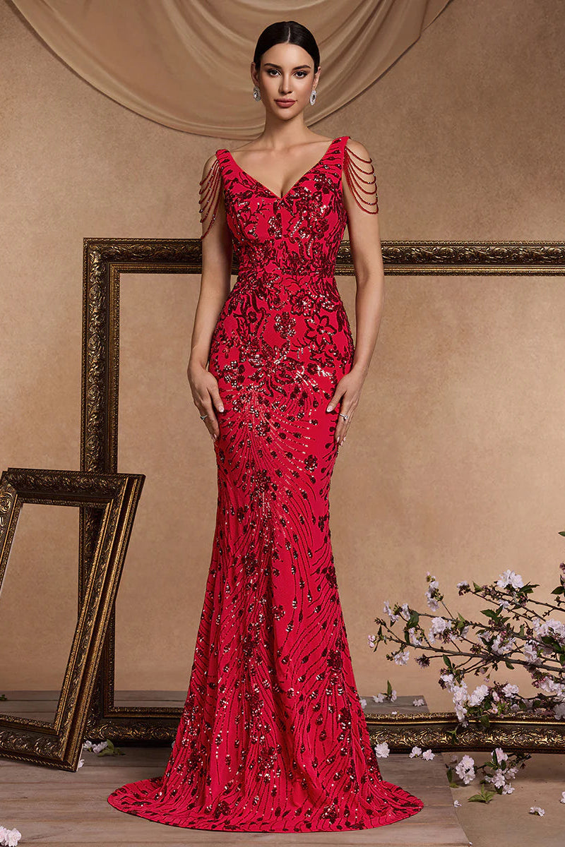 Sirena Çiçekli Tasarım Uzun Elbise