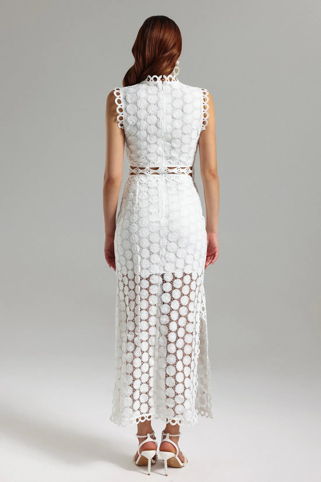 Tinsley Dantel Kolsuz Uzun Elbise