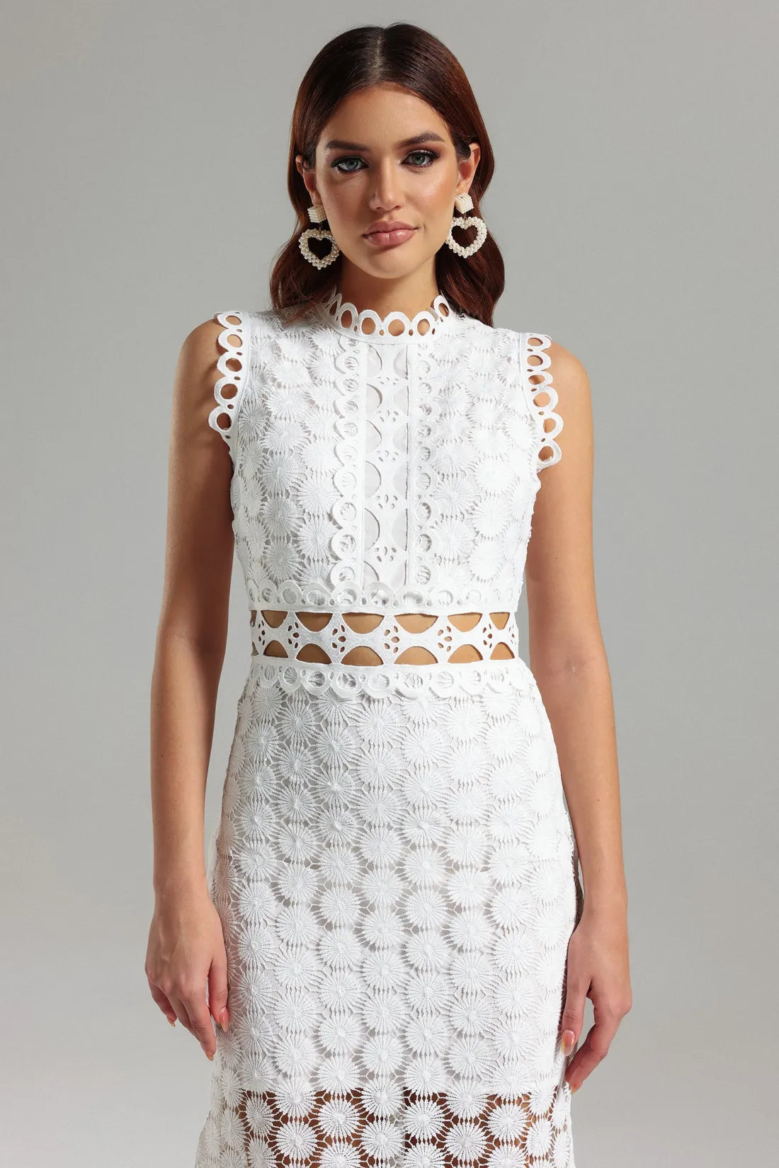 Tinsley Dantel Kolsuz Uzun Elbise