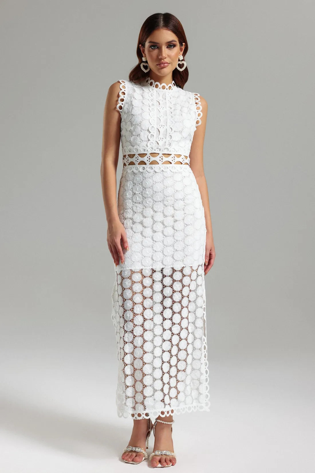 Tinsley Dantel Kolsuz Uzun Elbise