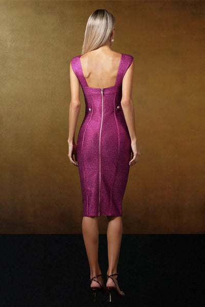 Fresco Bandaj Şarap Midi Elbise