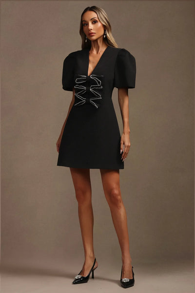 Kavaza Fiyonk Mini Elbise