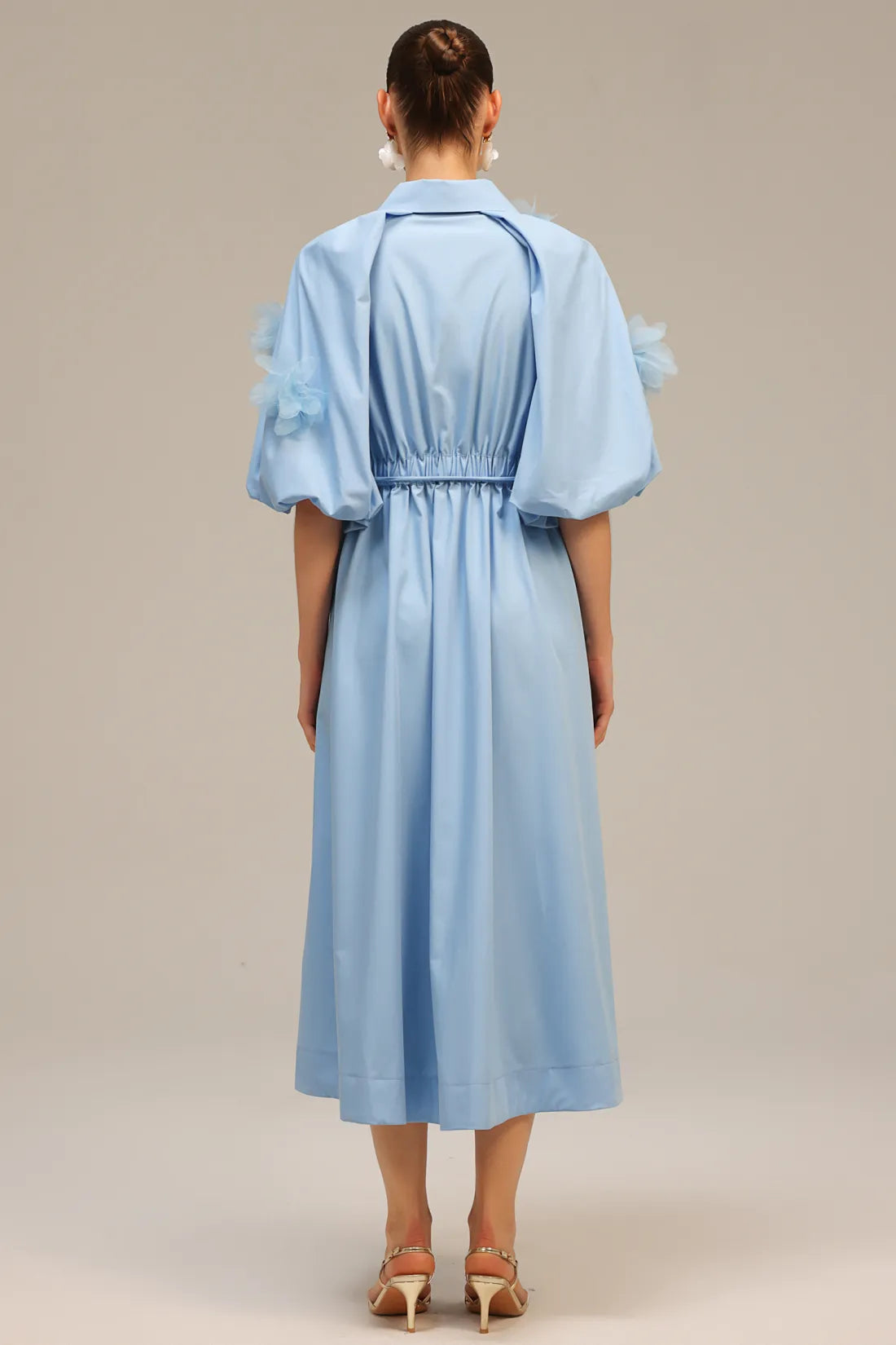 Helena Kısa Kollu Çiçekli Midi Elbise