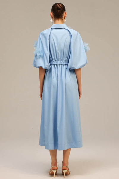 Helena Kısa Kollu Çiçekli Midi Elbise