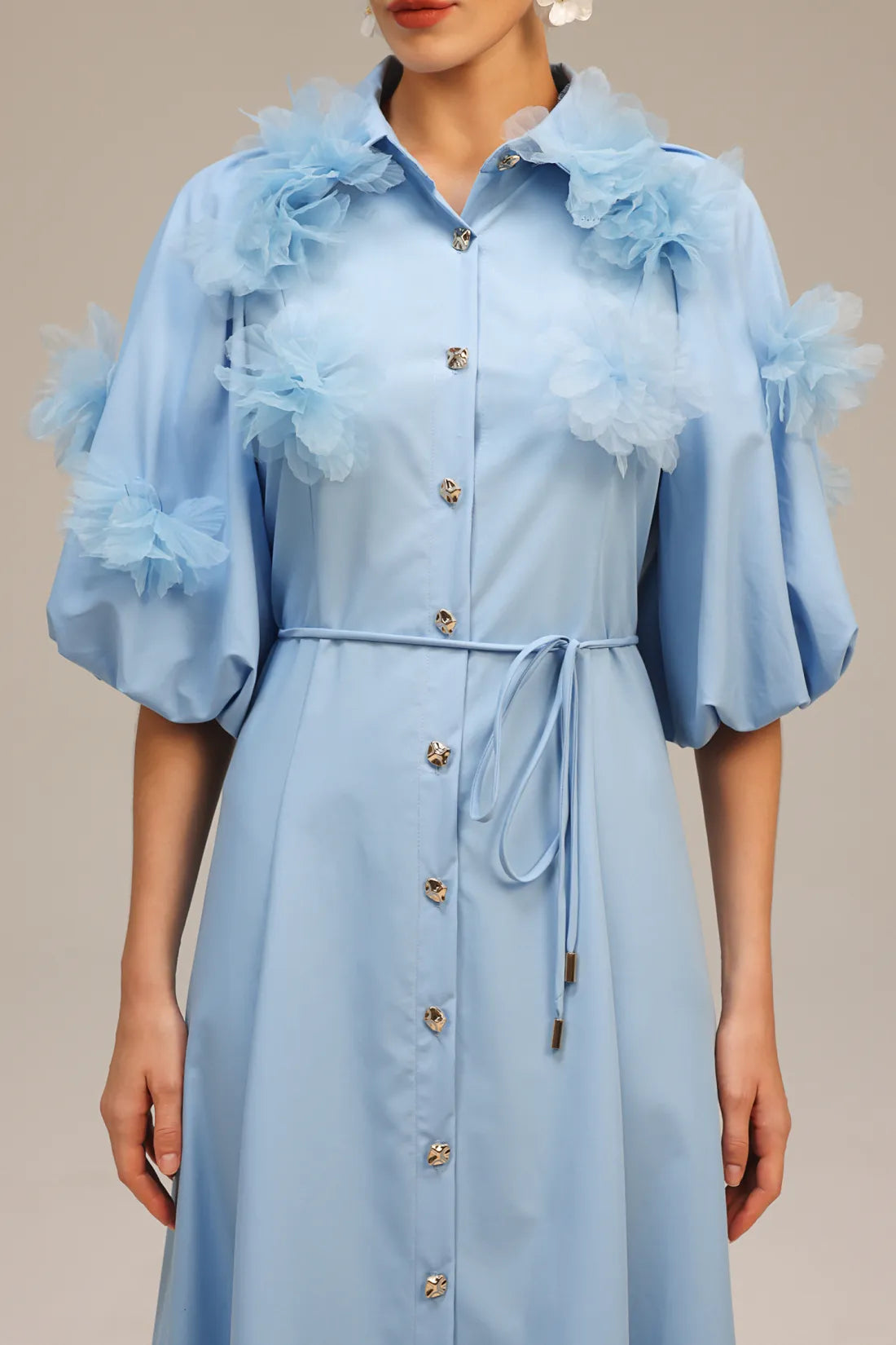 Helena Kısa Kollu Çiçekli Midi Elbise