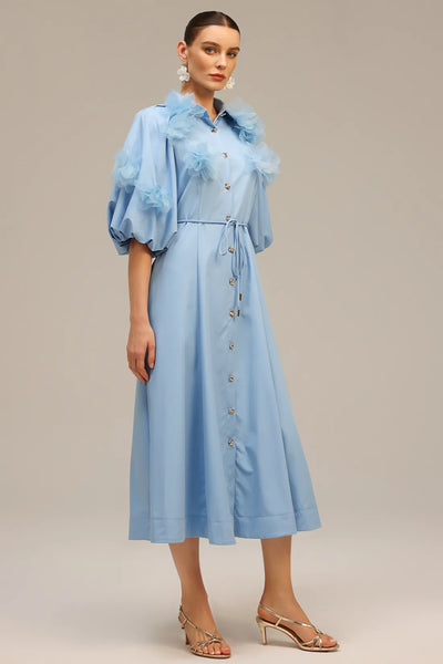 Helena Kısa Kollu Çiçekli Midi Elbise