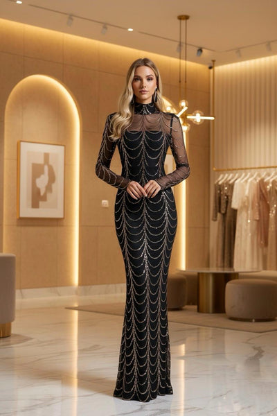 Palez Payetli File Uzun Elbise