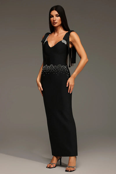 Zohara Fiyonklu Bandaj Uzun Elbise