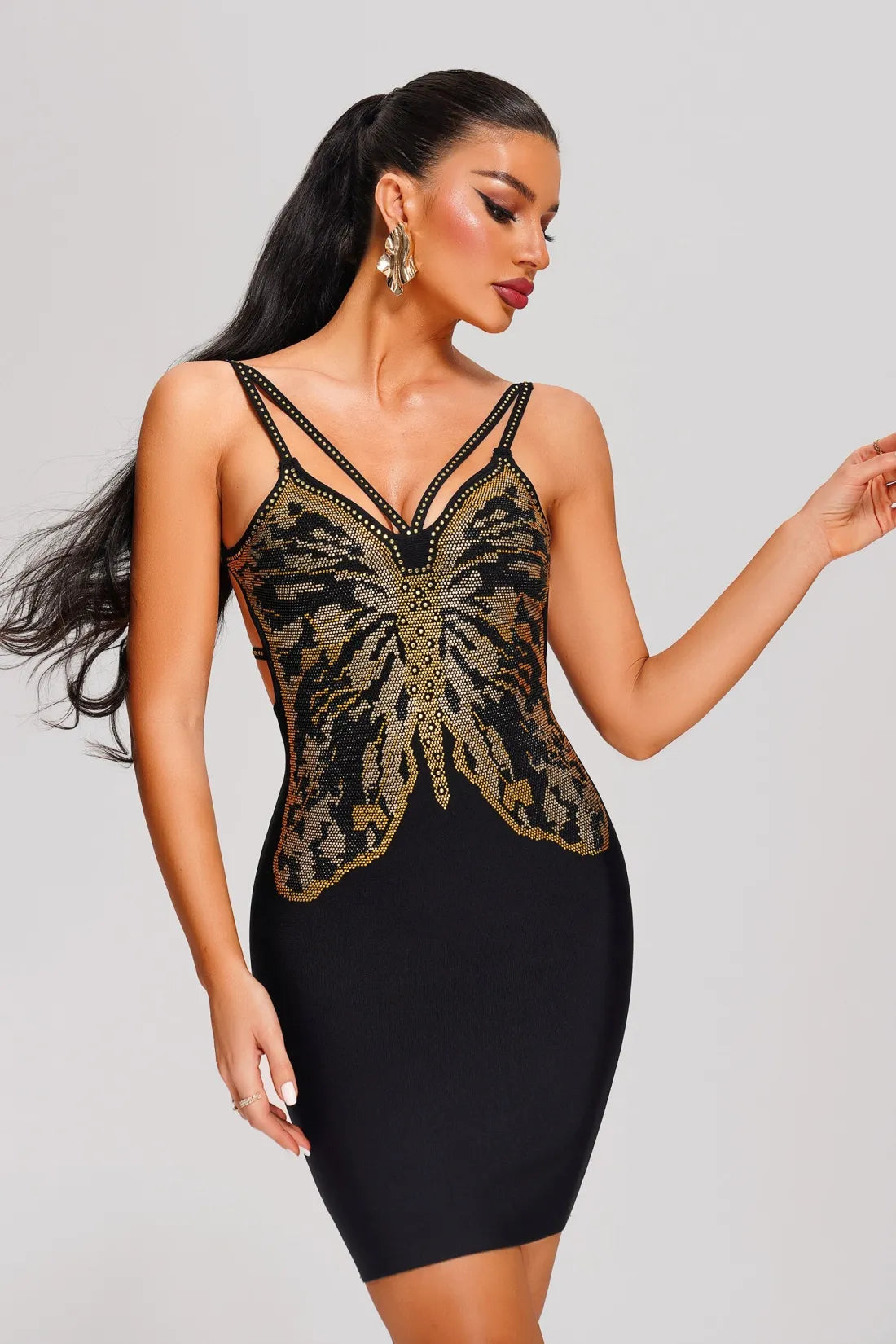 Yurio Butterfly Mini Bandaj Elbise