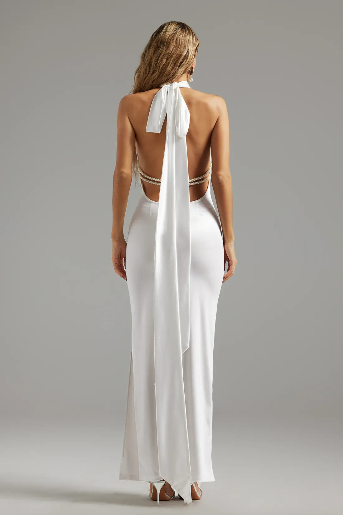 Yuico Halter Saten Uzun Elbise