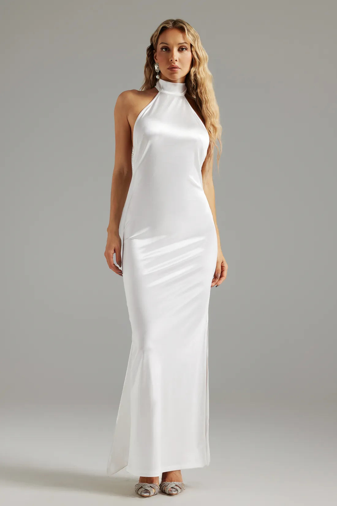 Yuico Halter Saten Uzun Elbise