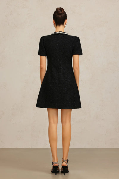 Pillnee Yuvarlak Yaka Kısa Kollu Mini Elbise