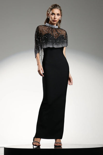 Jacey Elmas İnci Bandaj Uzun Elbise