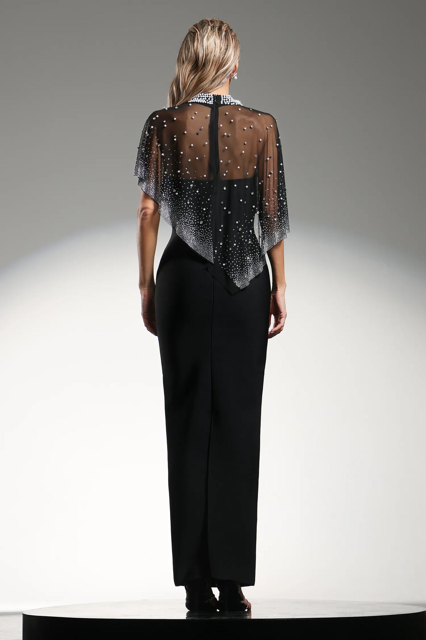 Jacey Elmas İnci Bandaj Uzun Elbise