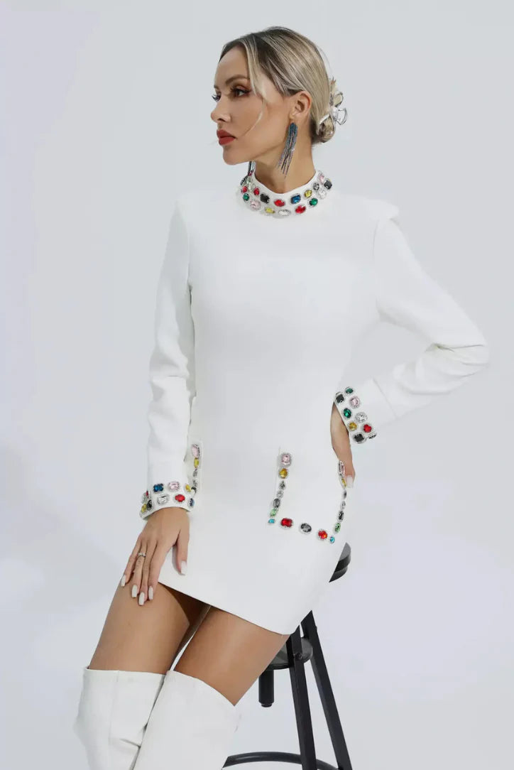 Rode Uzun Kollu Elmas Bandaj Mini Elbise