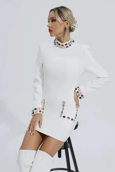 Rode Uzun Kollu Elmas Bandaj Mini Elbise