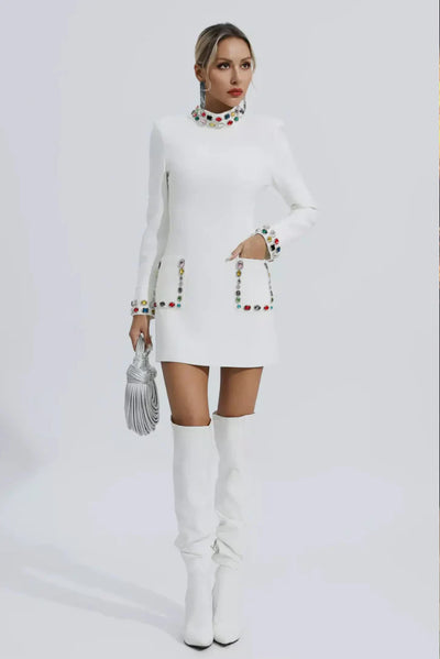 Rode Uzun Kollu Elmas Bandaj Mini Elbise