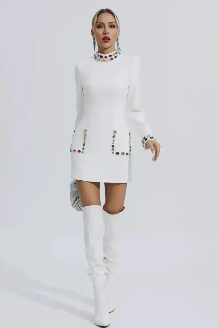 Rode Uzun Kollu Elmas Bandaj Mini Elbise