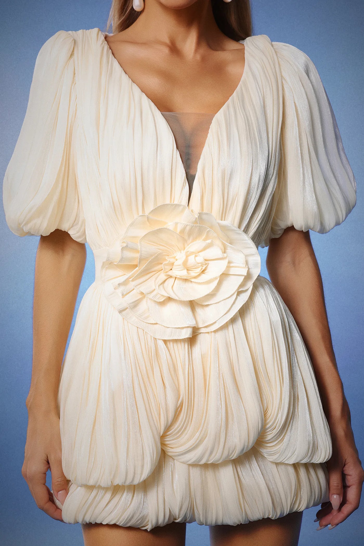 Matalin Çiçekli Mini Elbise