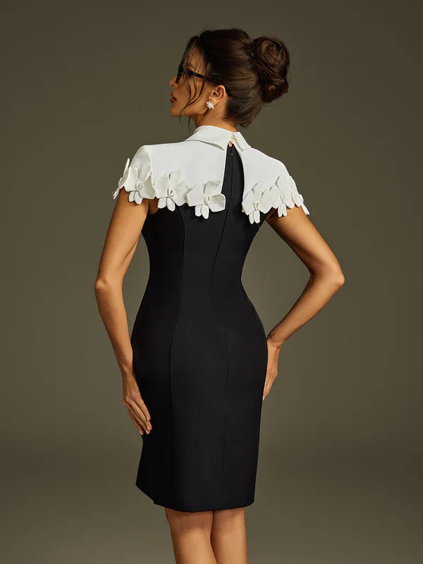 Liona Yaka Çiçekli Mini Elbise