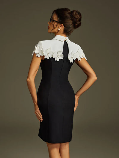 Liona Yaka Çiçekli Mini Elbise