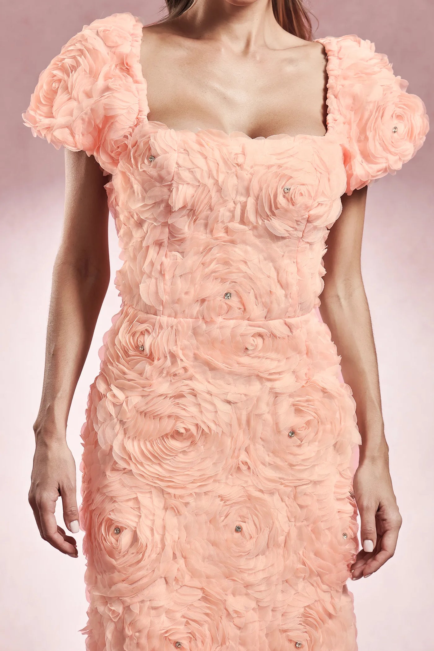 Maci Kısa Kollu Çiçekli Uzun Elbise