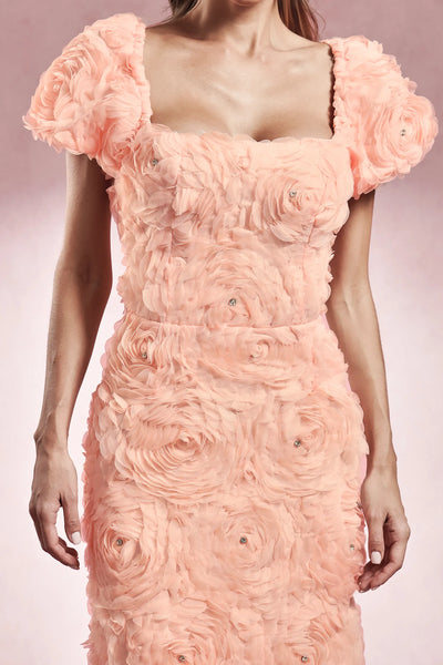 Maci Kısa Kollu Çiçekli Uzun Elbise