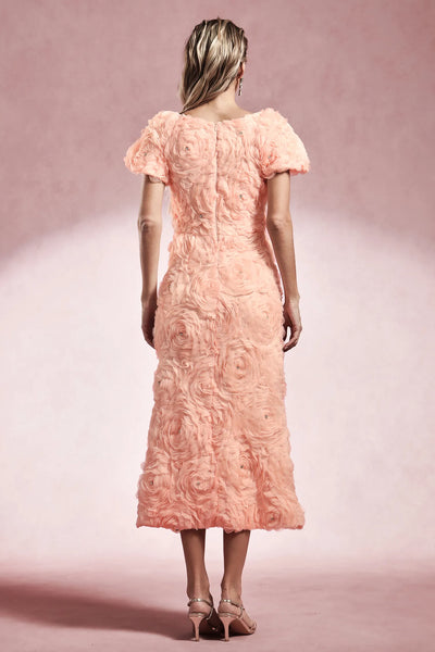 Maci Kısa Kollu Çiçekli Uzun Elbise