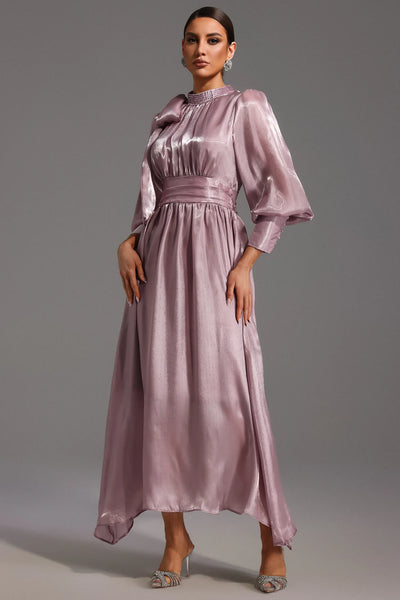 Jenny Uzun Kollu Bağcıklı Fiyonklu Elmas Maxi Elbise