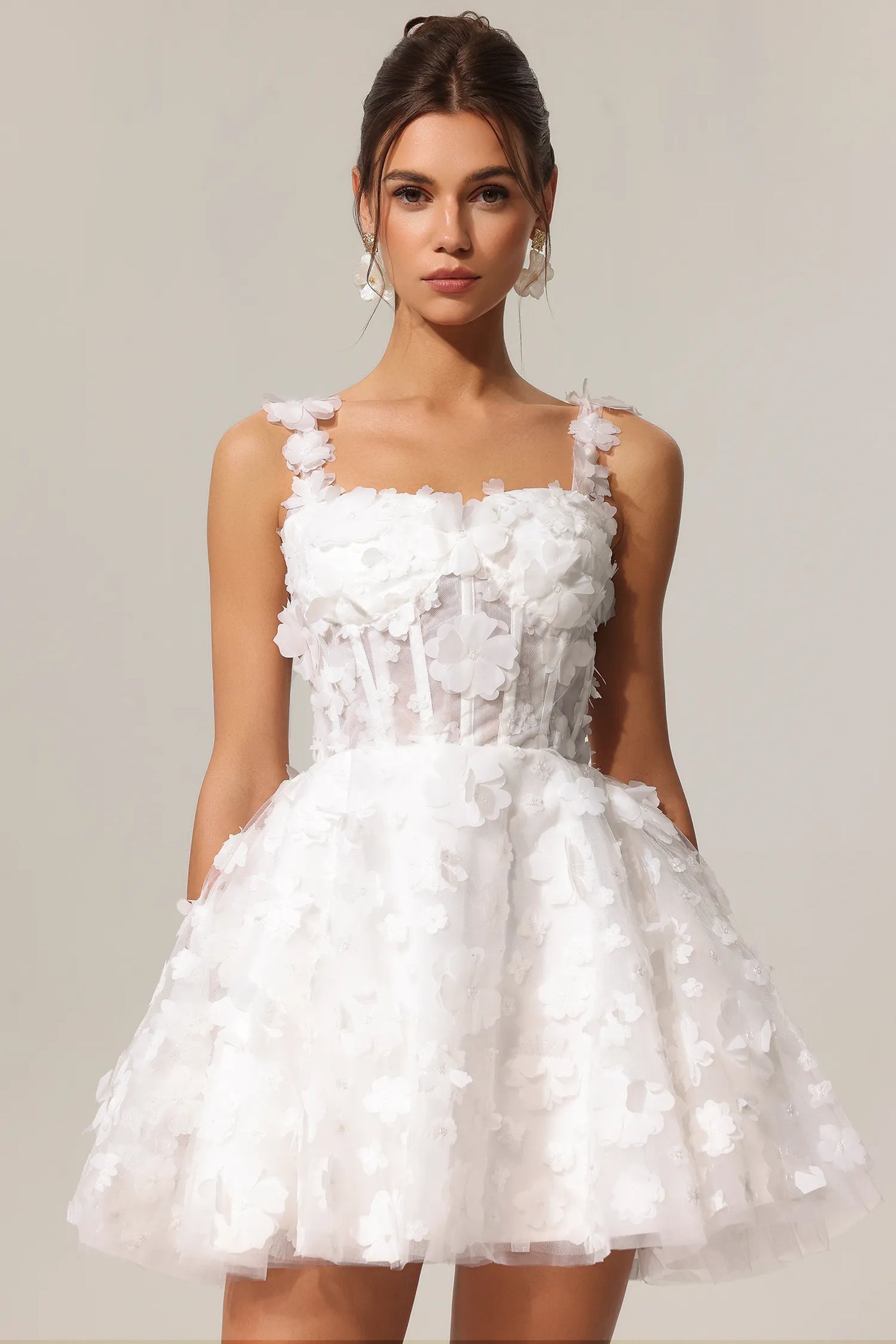 Lali Kolsuz Çiçekli Mini Elbise