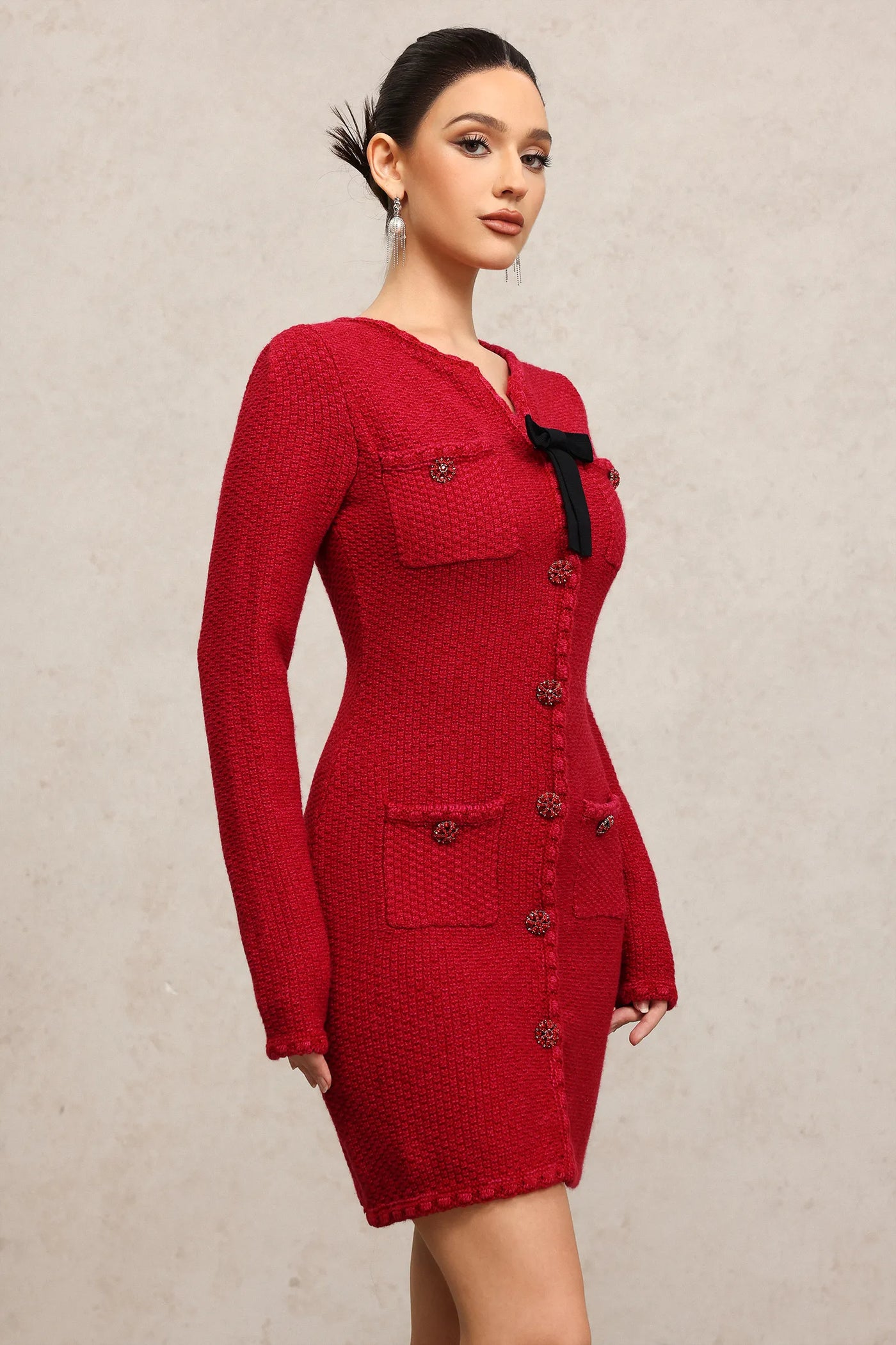 Revie Uzun Kollu Mini Elbise