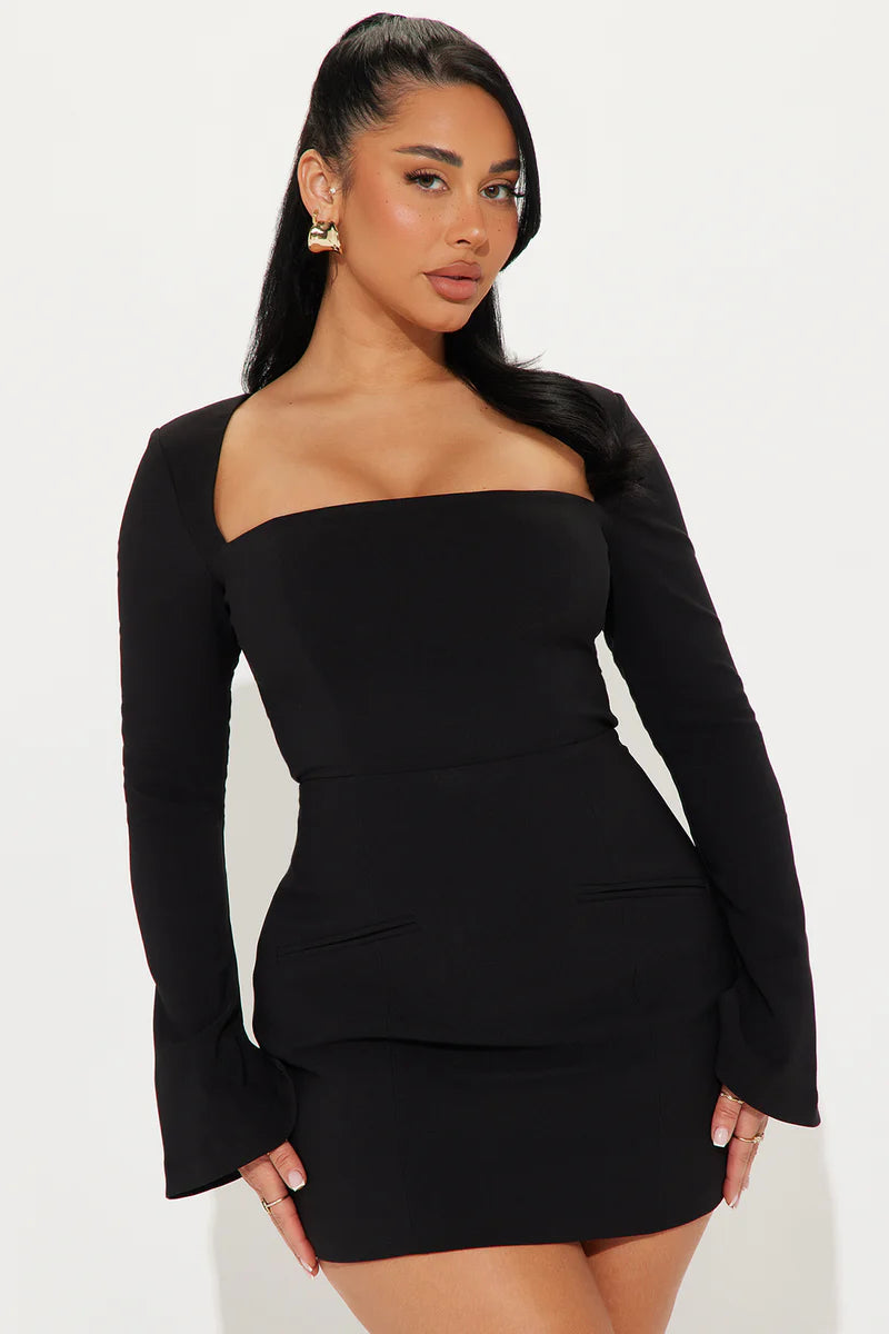 Blaire Kare Yaka Mini Elbise