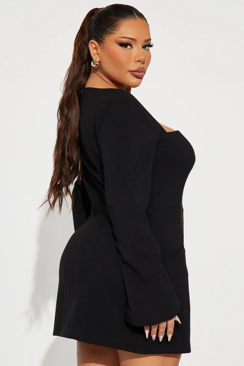 Blaire Kare Yaka Mini Elbise