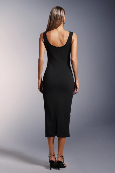 Viane Elmas Çiçekli Bandaj Midi Elbise