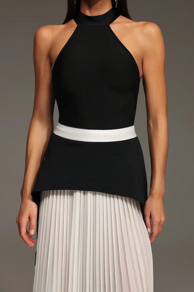 Mila Kolsuz Halter Kırışık Uzun Elbise