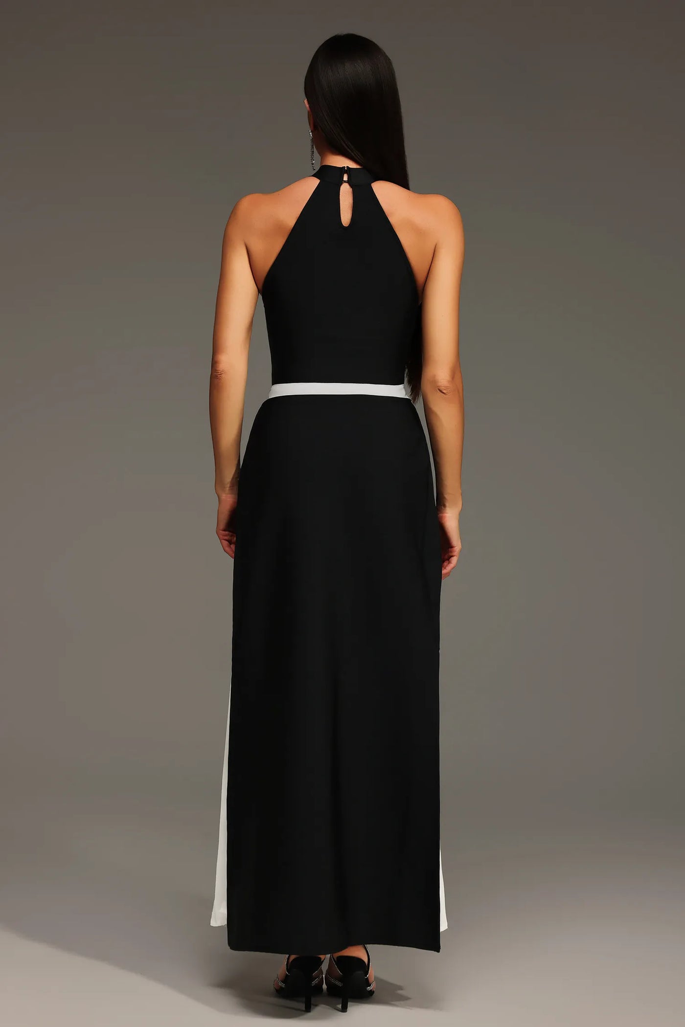 Mila Kolsuz Halter Kırışık Uzun Elbise