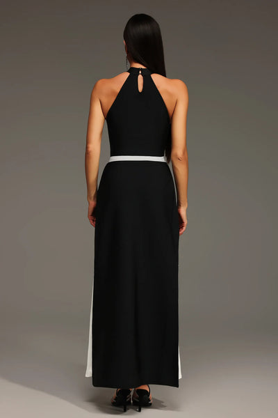 Mila Kolsuz Halter Kırışık Uzun Elbise