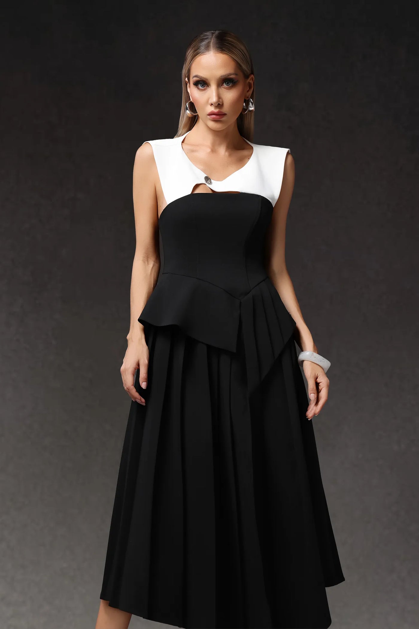 Veronic Hollow Out Uzun Elbise