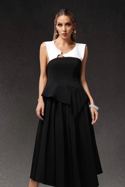 Veronic Hollow Out Uzun Elbise