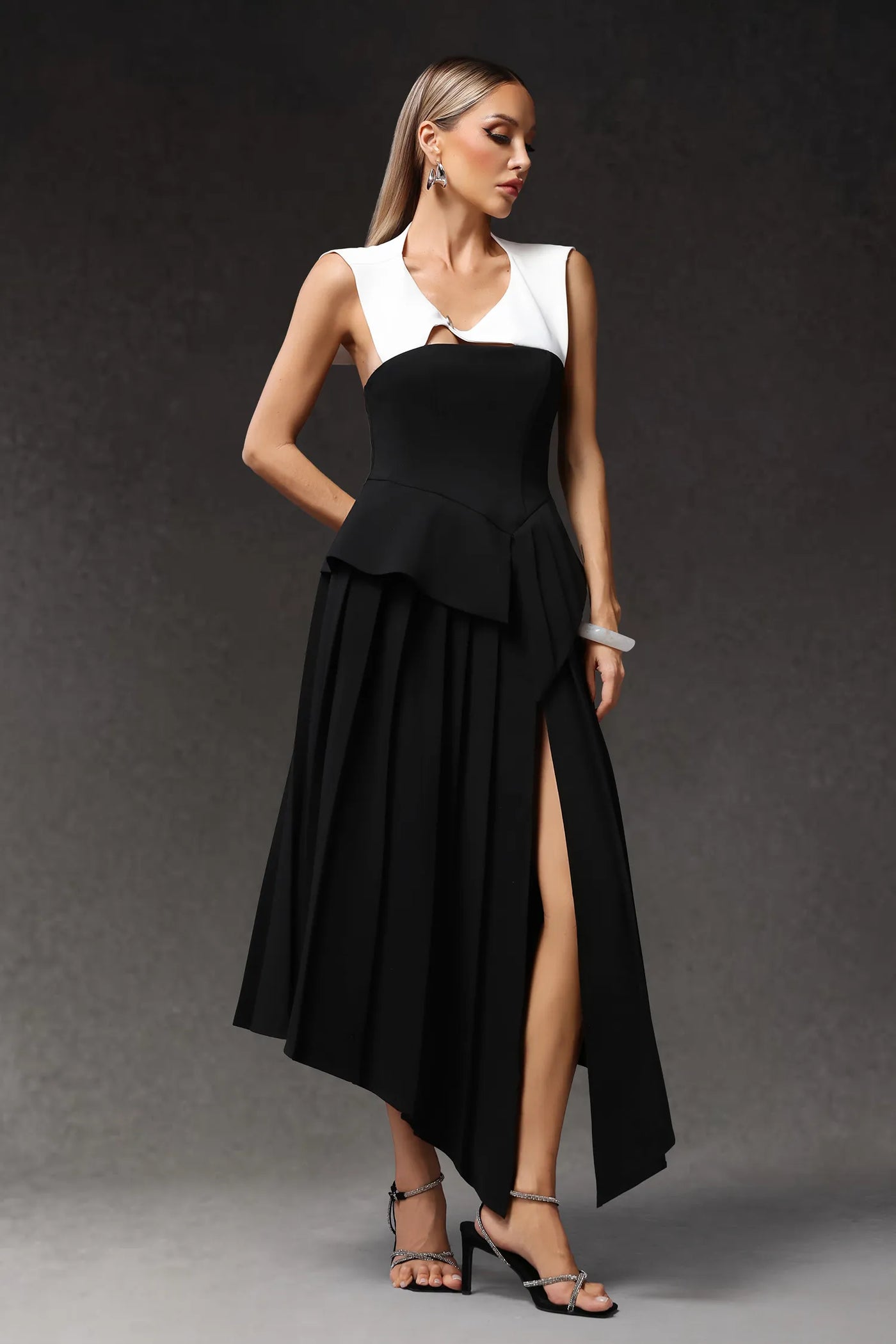 Veronic Hollow Out Uzun Elbise