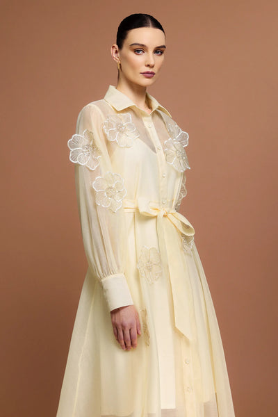 Minnie Uzun Kollu Çiçekli Midi Elbise