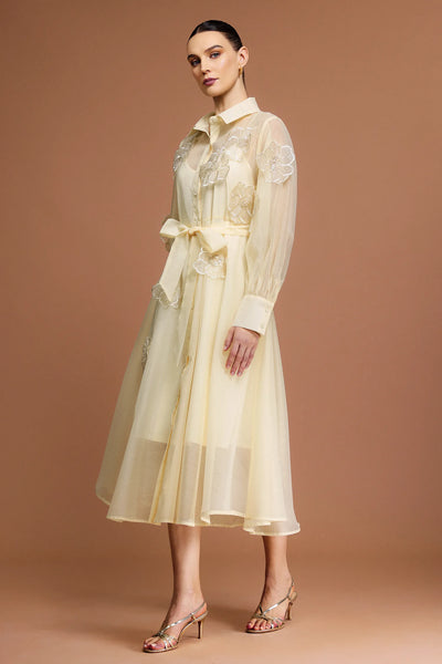 Minnie Uzun Kollu Çiçekli Midi Elbise