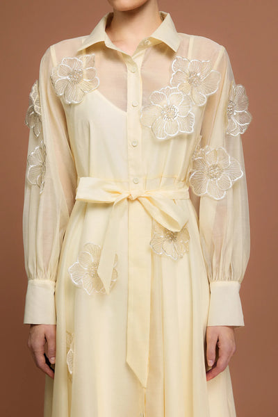 Minnie Uzun Kollu Çiçekli Midi Elbise