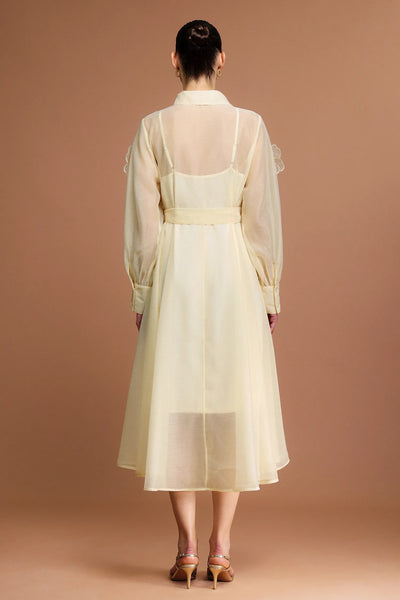 Minnie Uzun Kollu Çiçekli Midi Elbise