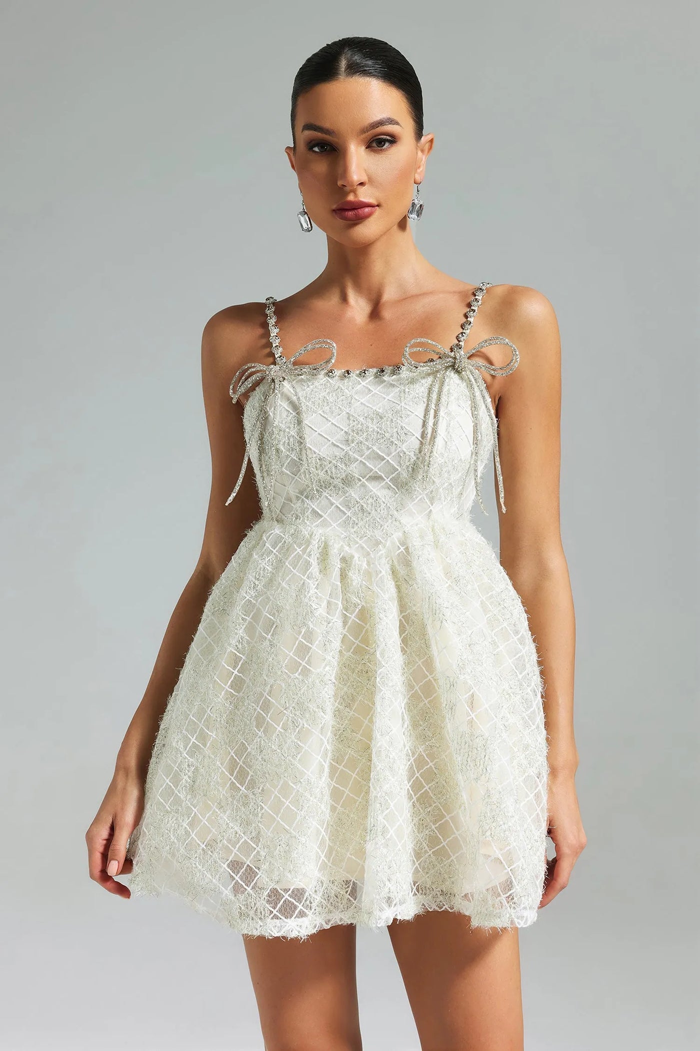 Teela Diamante Fiyonklu File Mini Elbise