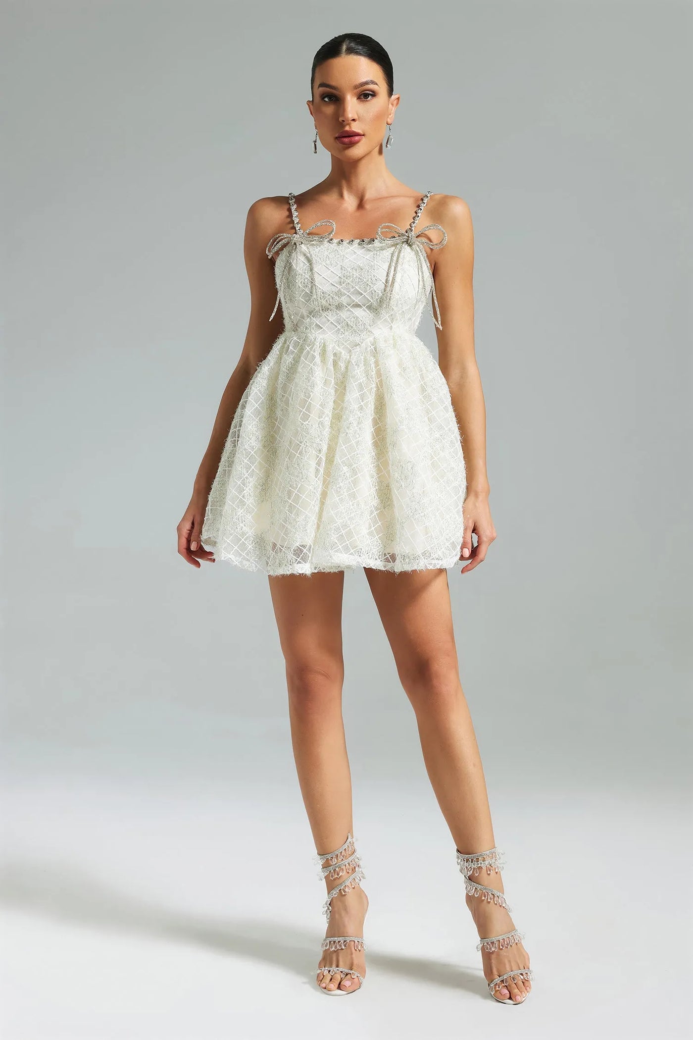 Teela Diamante Fiyonklu File Mini Elbise