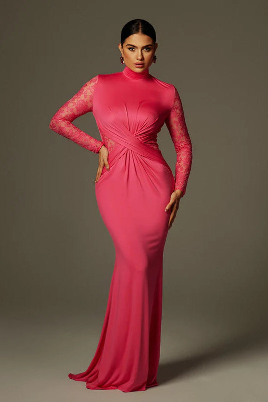 Taariq Uzun Kollu Maksi Elbise