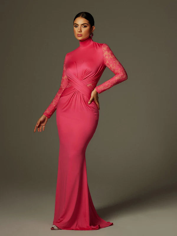 Taariq Uzun Kollu Maksi Elbise